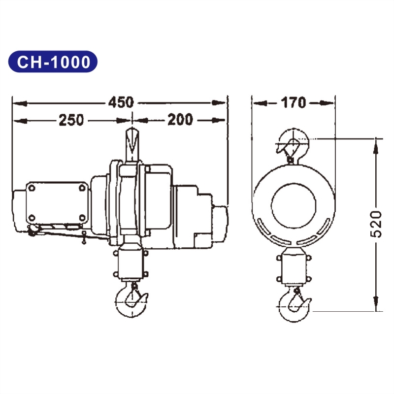 碳刷馬達鍊條吊車CH-300.CH-500.CH-1000